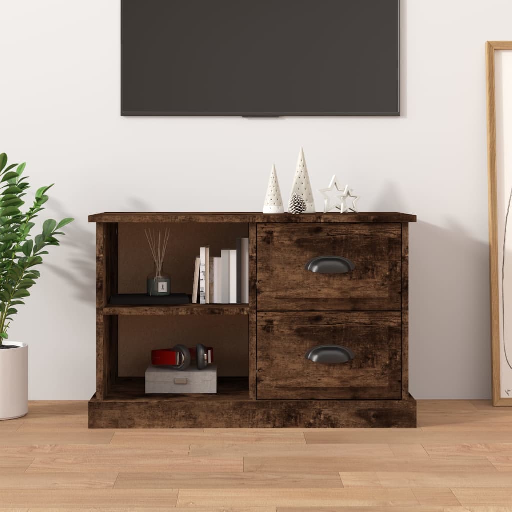 Meuble TV Bas Design Effet Chêne Sonoma - 102 cm-Mon Meuble TV-Chêne fumé-73 cm-1-17
