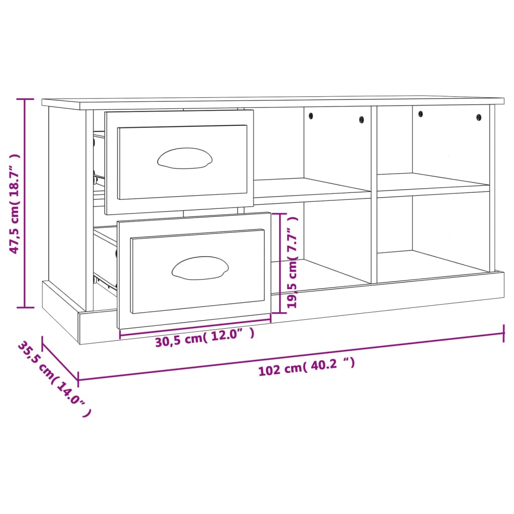 Meuble TV Bas Design Effet Chêne Sonoma - 102 cm-Mon Meuble TV-Gris béton-102 cm-1-11