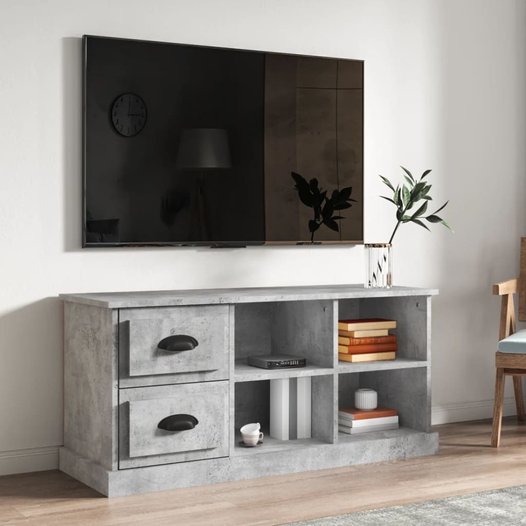 Meuble TV Bas Design Effet Chêne Sonoma - 102 cm-Mon Meuble TV-Gris béton-102 cm-1-15