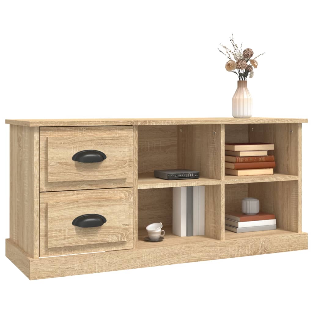 Meuble TV Bas Design Effet Chêne Sonoma - 102 cm-Mon Meuble TV-Gris béton-102 cm-1-4