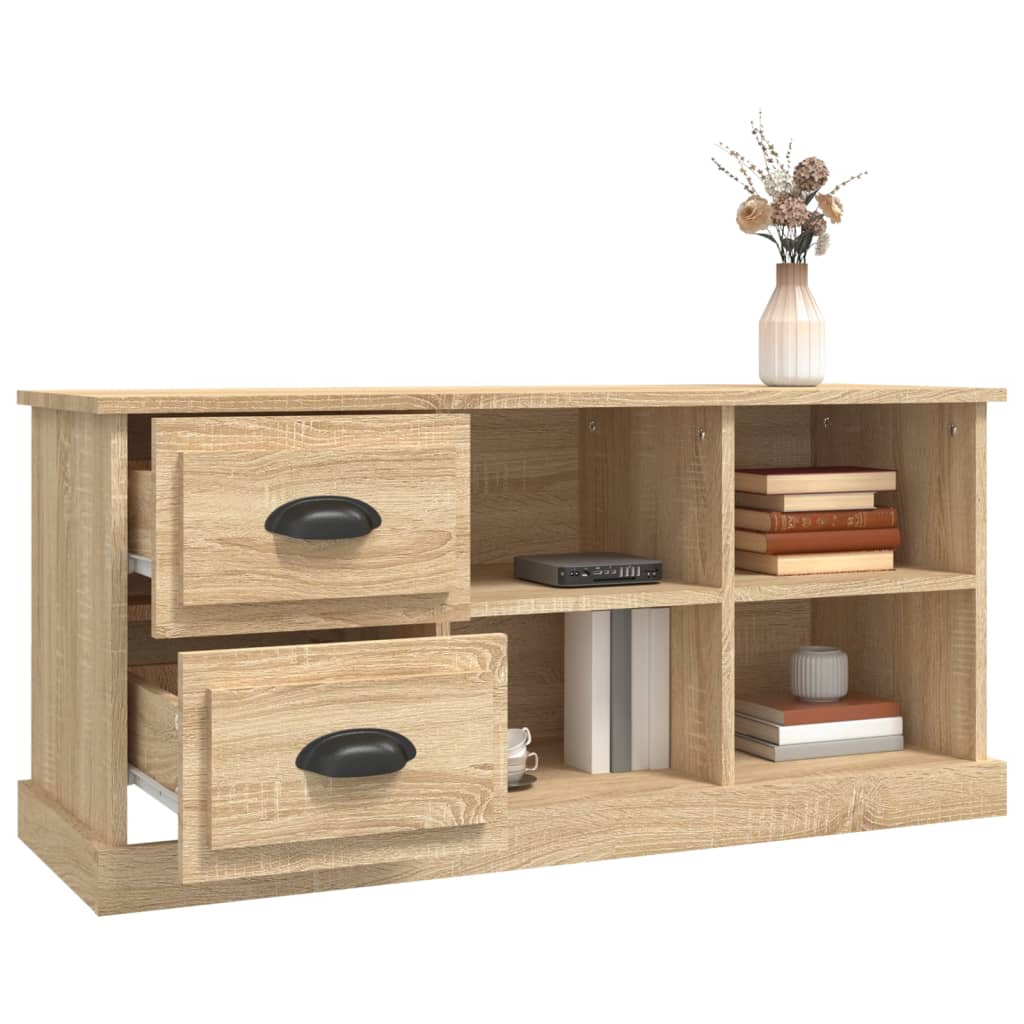 Meuble TV Bas Design Effet Chêne Sonoma - 102 cm-Mon Meuble TV-Gris béton-102 cm-1-5