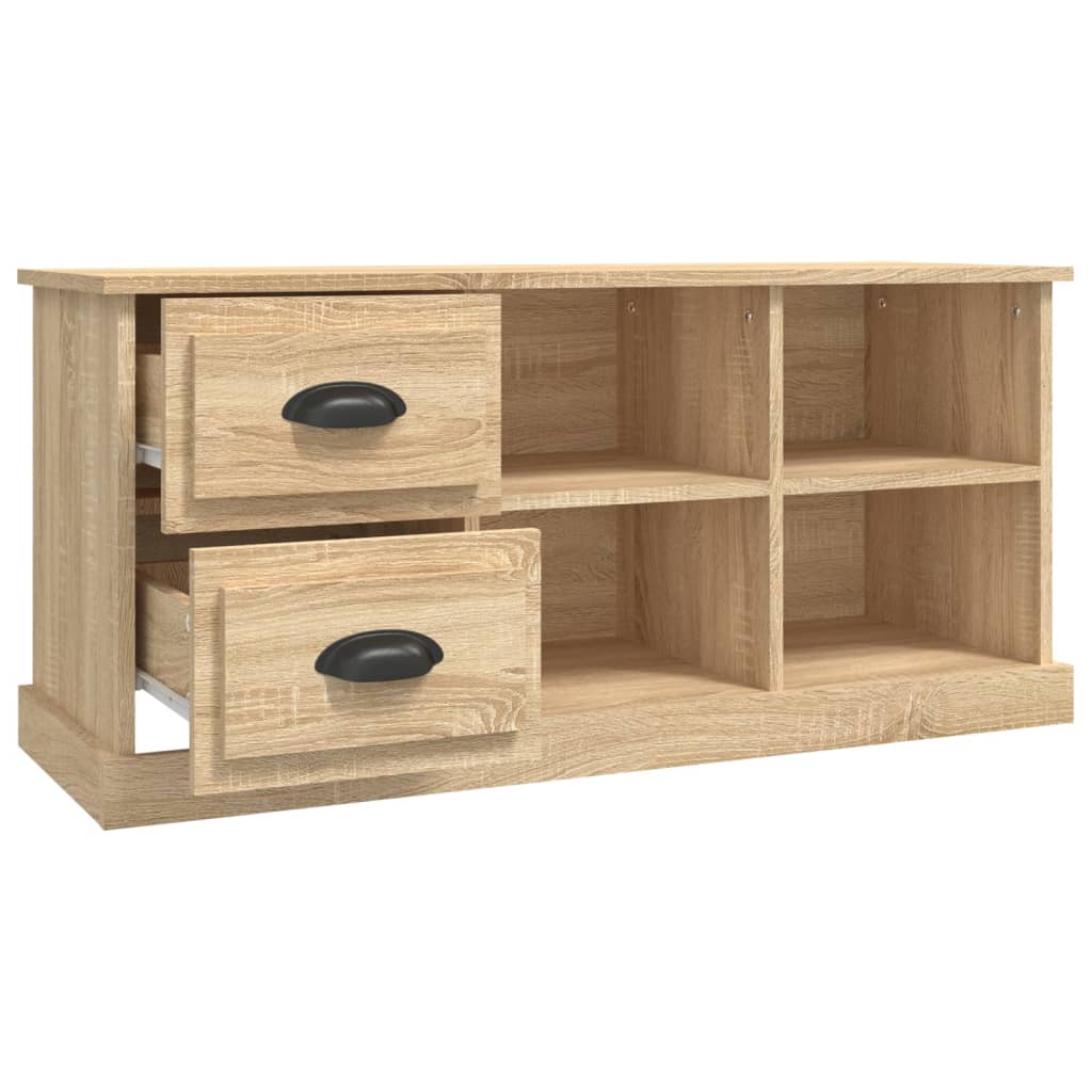 Meuble TV Bas Design Effet Chêne Sonoma - 102 cm-Mon Meuble TV-Gris béton-102 cm-1-7