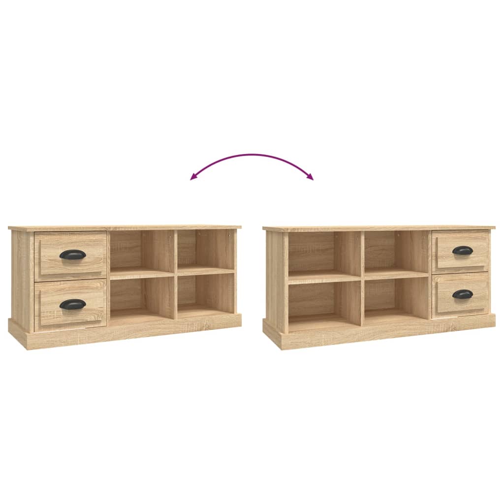 Meuble TV Bas Design Effet Chêne Sonoma - 102 cm-Mon Meuble TV-Gris béton-102 cm-1-9