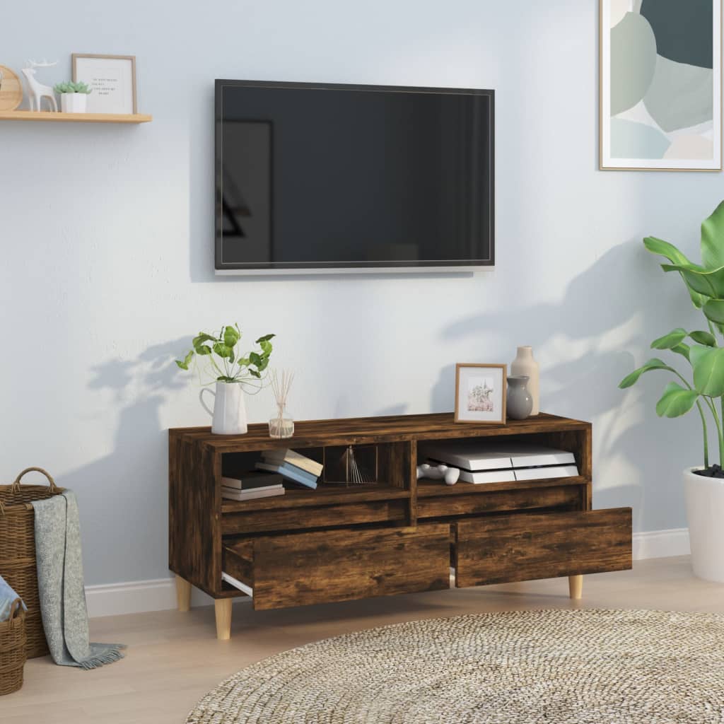 Meuble TV Bas Effet Chêne Fumé - 100 cm-Mon Meuble TV-100 cm-1-34.5 cm-3