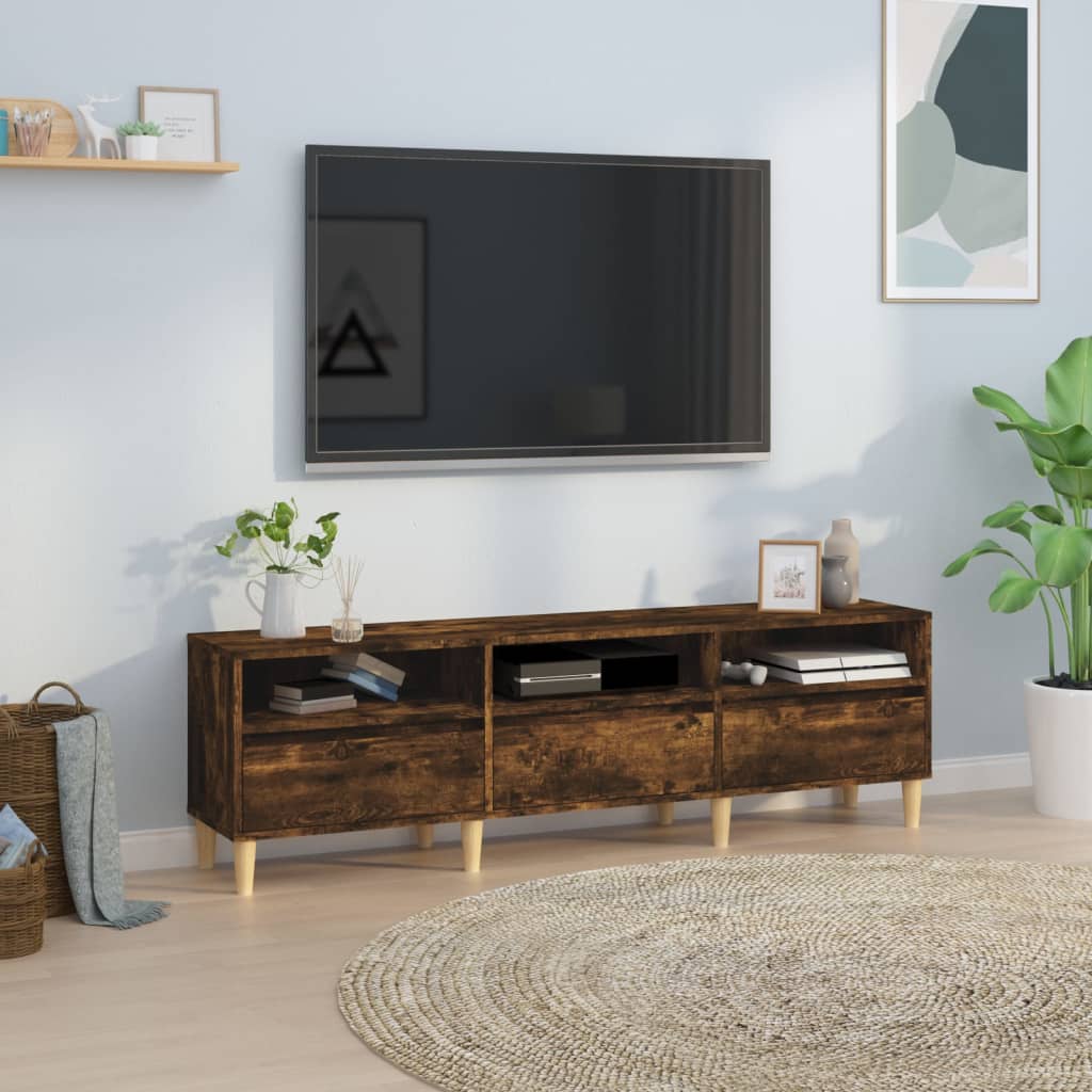Meuble TV Bas Effet Chêne Fumé - 100 cm-Mon Meuble TV-150 cm-1-30 cm-11