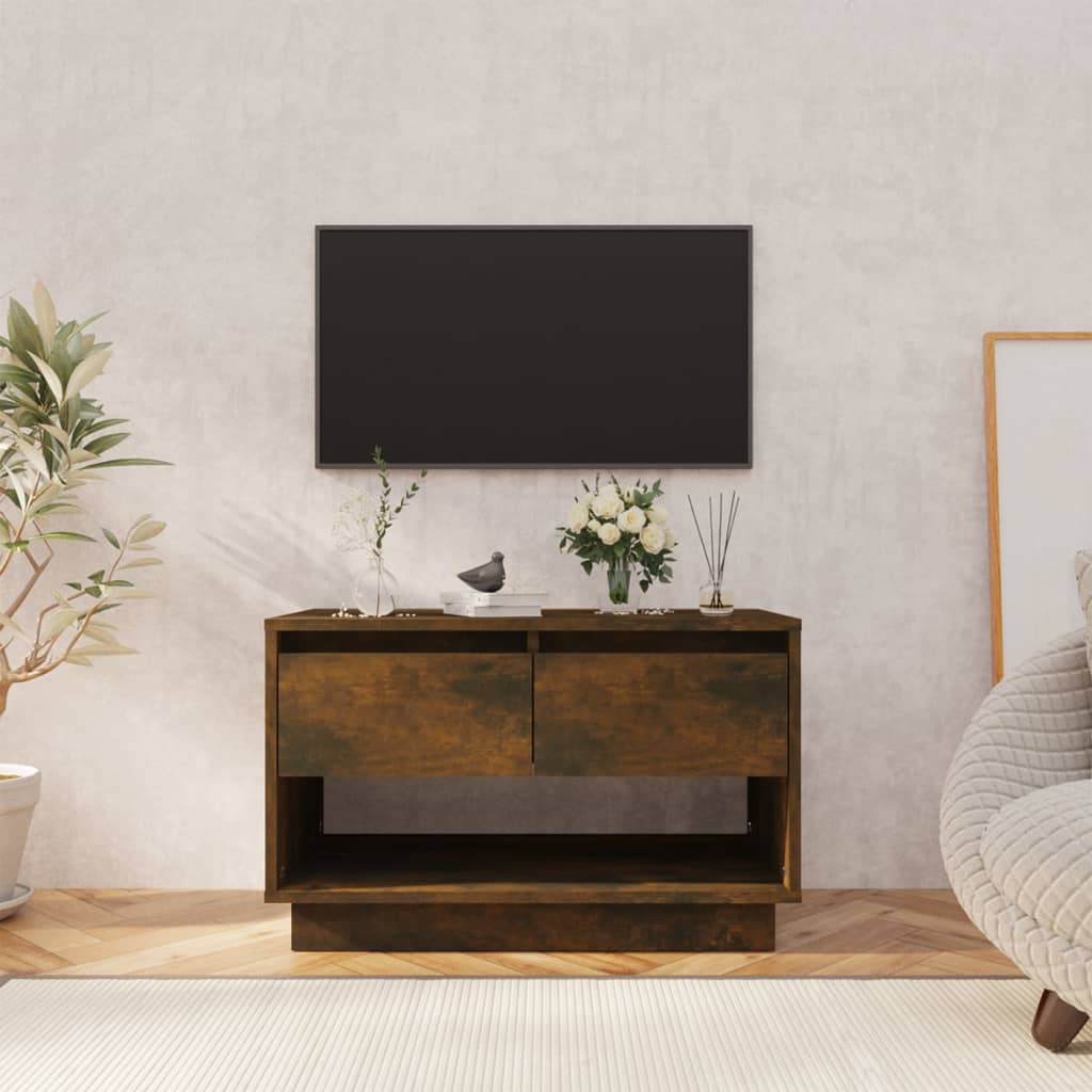 Meuble TV Bas Effet Chêne Marron - 70 cm-Mon Meuble TV-Chêne fumé-11