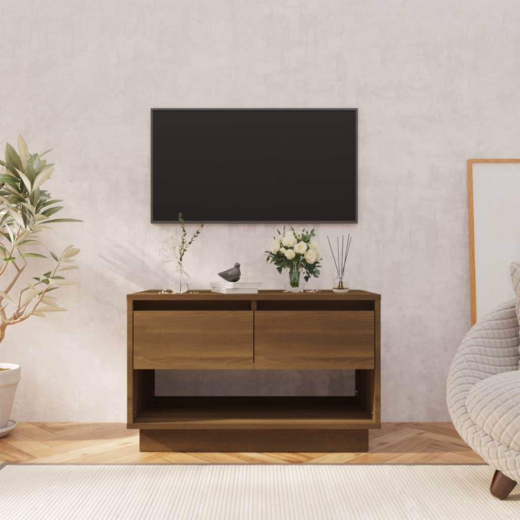 Meuble TV Bas Effet Chêne Marron - 70 cm-Mon Meuble TV-Chêne marron-2