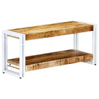 Meuble TV Bas en Bois et Métal Blanc - 90 cm-Mon Meuble TV-1