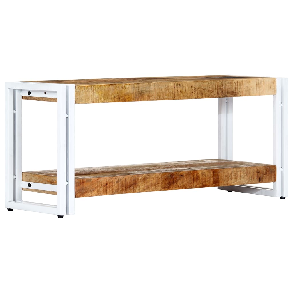 Meuble TV Bas en Bois et Métal Blanc - 90 cm-Mon Meuble TV-12