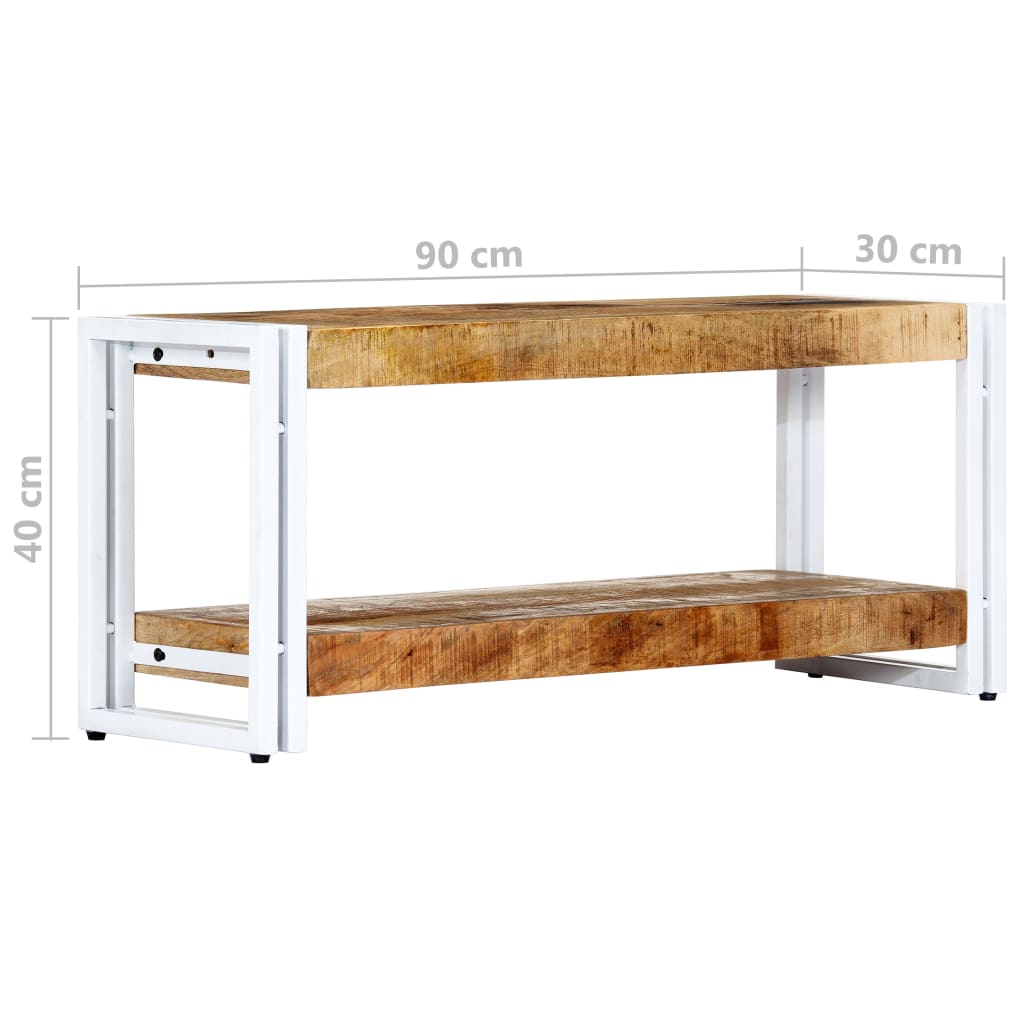 Meuble TV Bas en Bois et Métal Blanc - 90 cm-Mon Meuble TV-7