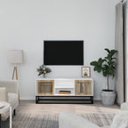 Meuble TV Bas en Bois Naturel et Noir - 105 cm-Mon Meuble TV-Blanc-1-8