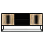 Meuble TV Bas en Bois Naturel et Noir - 105 cm-Mon Meuble TV-Marron-1-3