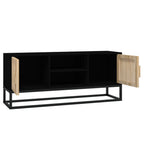 Meuble TV Bas en Bois Naturel et Noir - 105 cm-Mon Meuble TV-Marron-1-4
