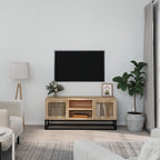 Meuble TV Bas en Bois Naturel et Noir - 105 cm-Mon Meuble TV-Marron-1-7