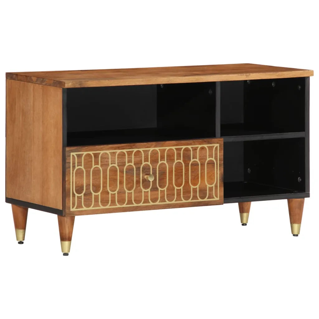 Meuble TV Bas en Manguier Massif - 80 cm-Mon Meuble TV-marron miel-1-1