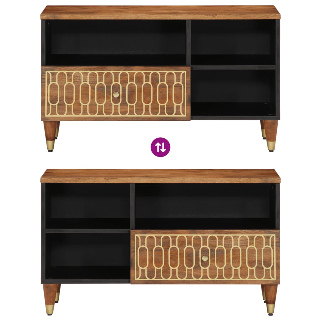 Meuble TV Bas en Manguier Massif - 80 cm-Mon Meuble TV-marron miel-1-6