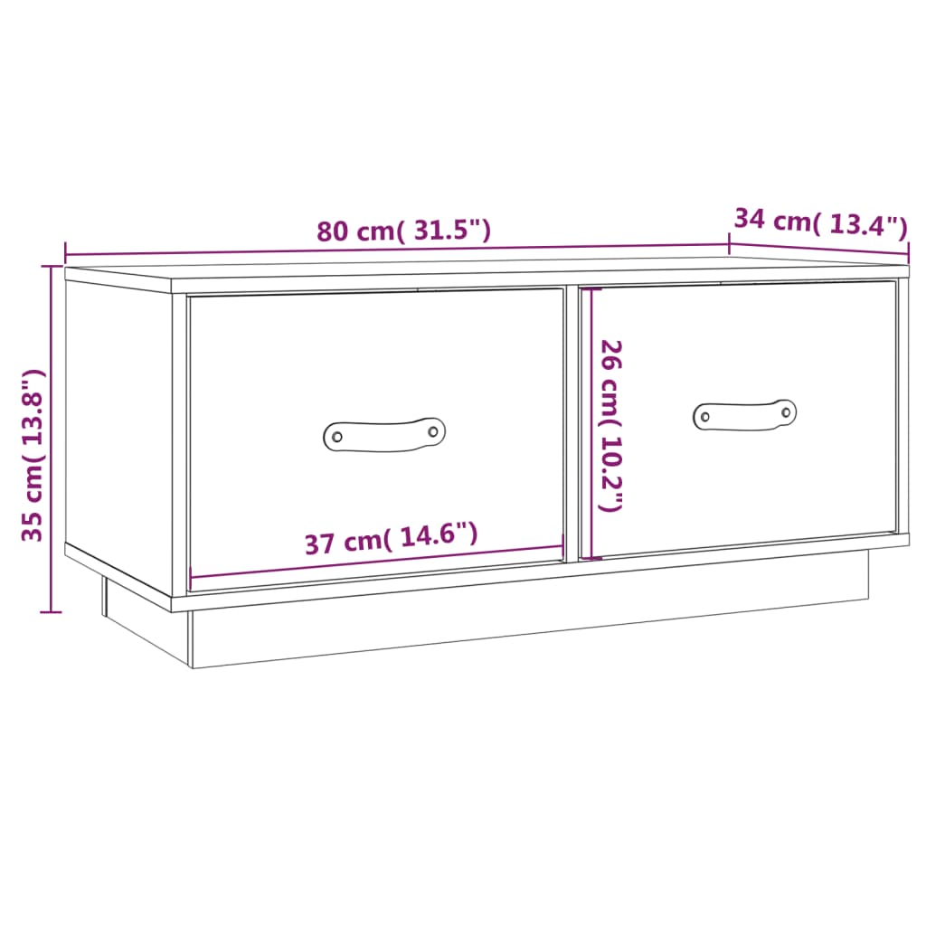 Meuble TV Bas en Pin Massif - 80 cm-Mon Meuble TV-Noir-1-10