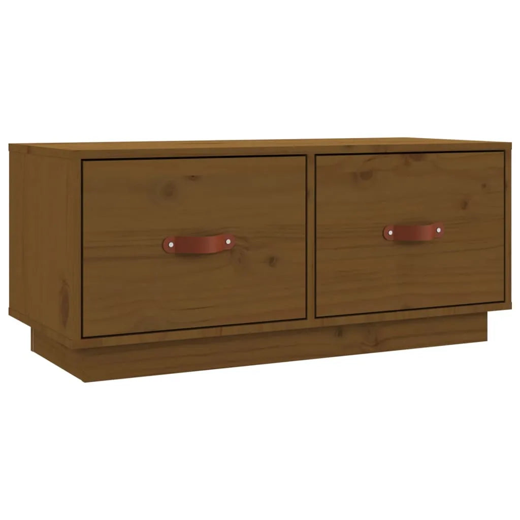 Meuble TV Bas en Pin Massif - 80 cm-Mon Meuble TV-Noir-1-2