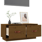 Meuble TV Bas en Pin Massif - 80 cm-Mon Meuble TV-Noir-1-5