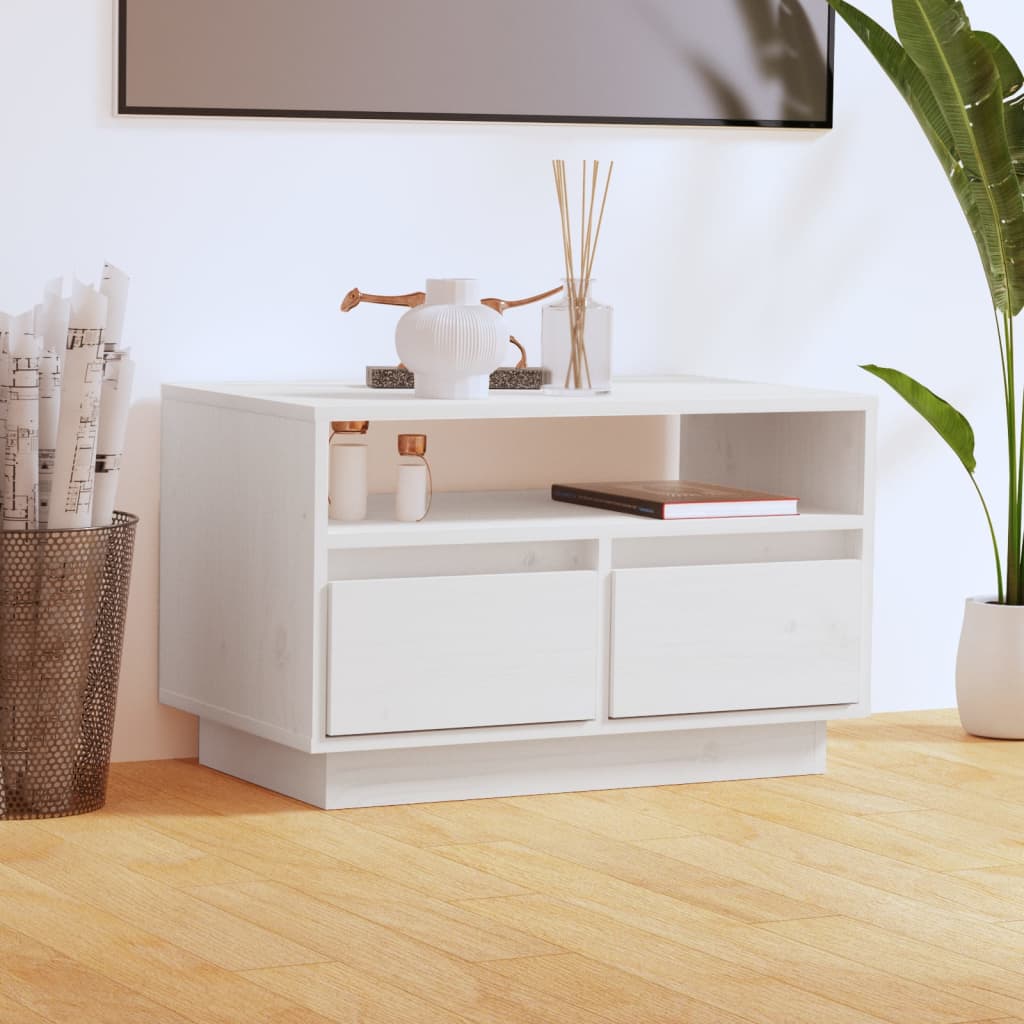 Meuble TV Bas en Pin Massif Miel - 60 cm-Mon Meuble TV-Blanc-11