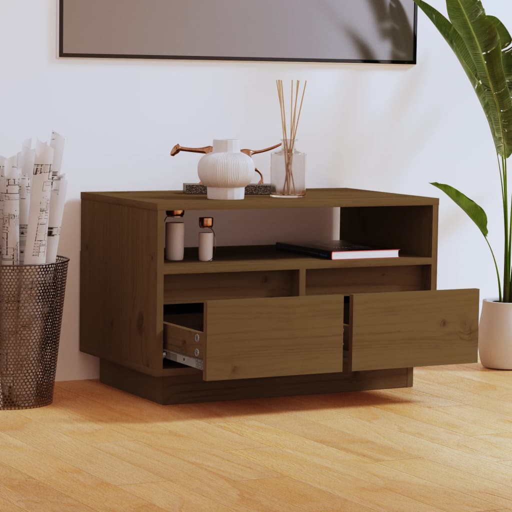 Meuble TV Bas en Pin Massif Miel - 60 cm-Mon Meuble TV-Marron miel-3