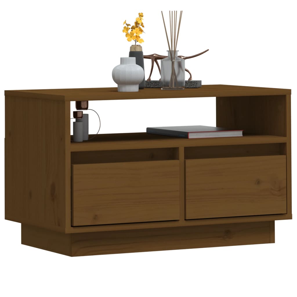 Meuble TV Bas en Pin Massif Miel - 60 cm-Mon Meuble TV-Marron miel-4