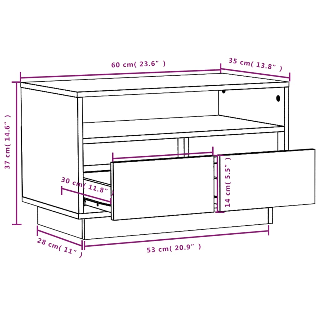 Meuble TV Bas en Pin Massif Miel - 60 cm-Mon Meuble TV-Marron miel-9