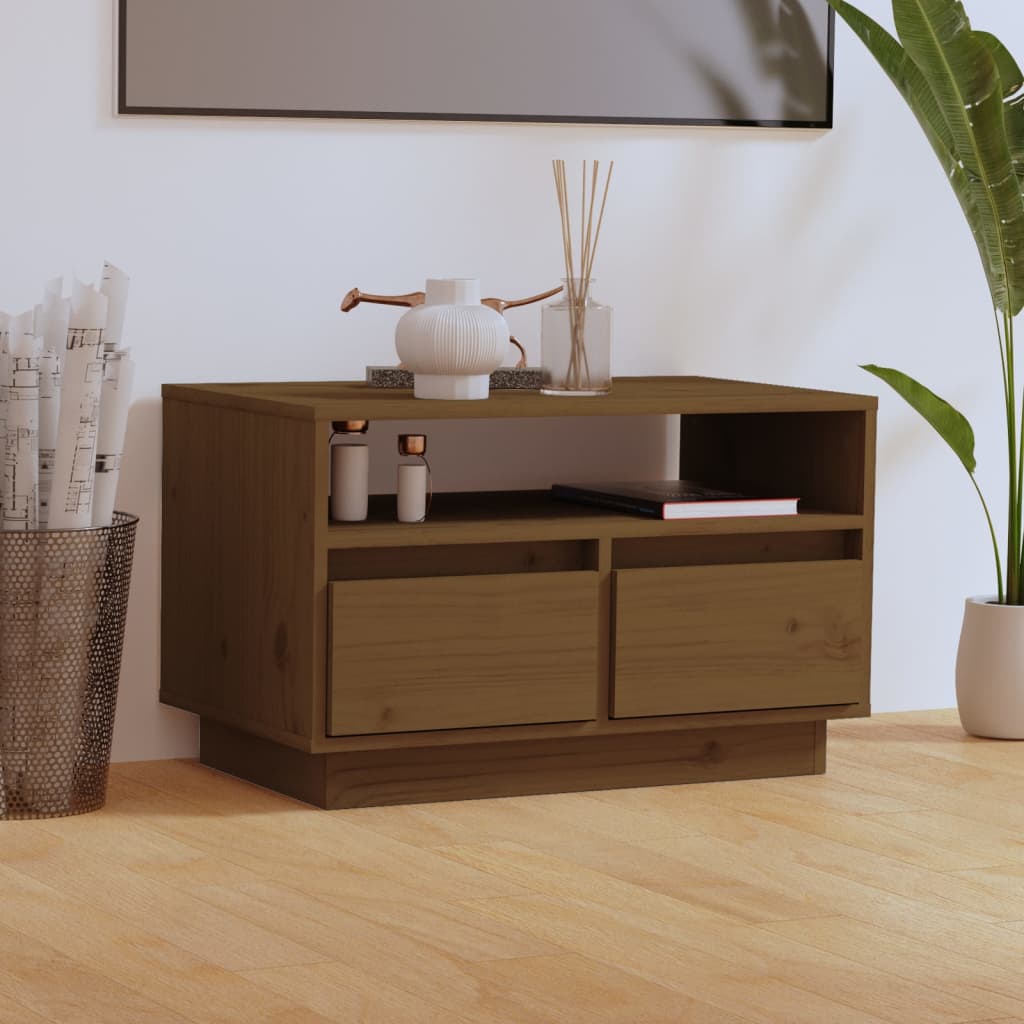 Meuble TV Bas en Pin Massif Miel - 60 cm-Mon Meuble TV-Marron miel-2