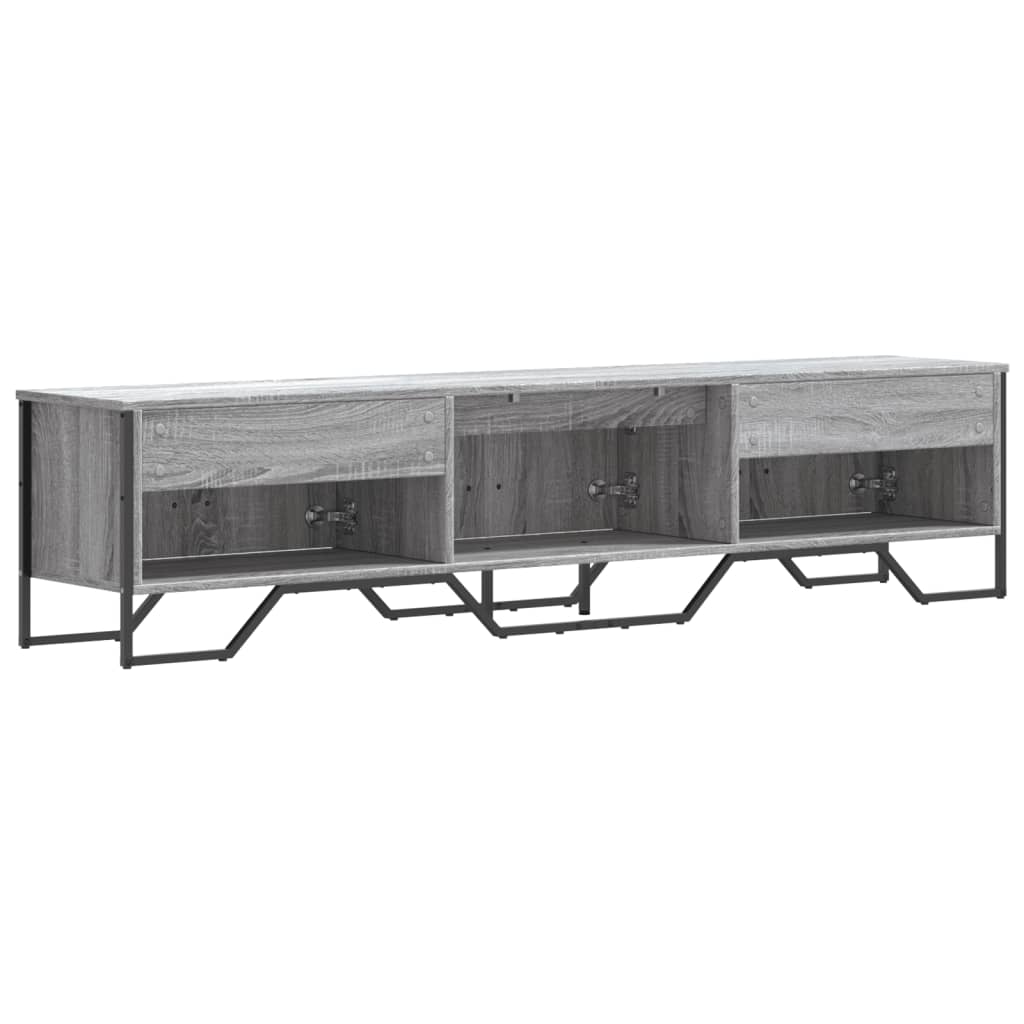 Meuble TV Bas Gris Clair Effet Bois - 180 cm-Mon Meuble TV-Chêne fumé-1-6