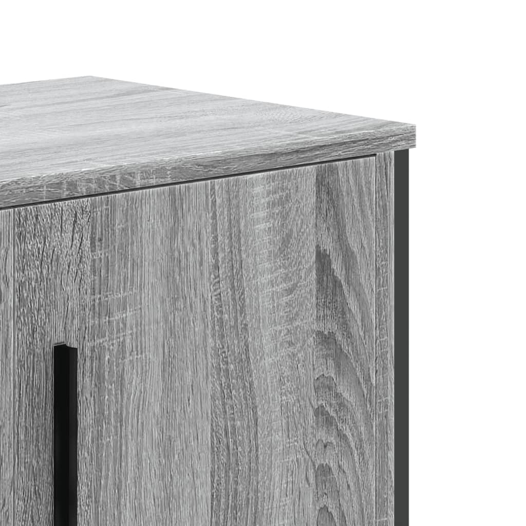 Meuble TV Bas Gris Clair Effet Bois - 180 cm-Mon Meuble TV-Chêne fumé-1-7