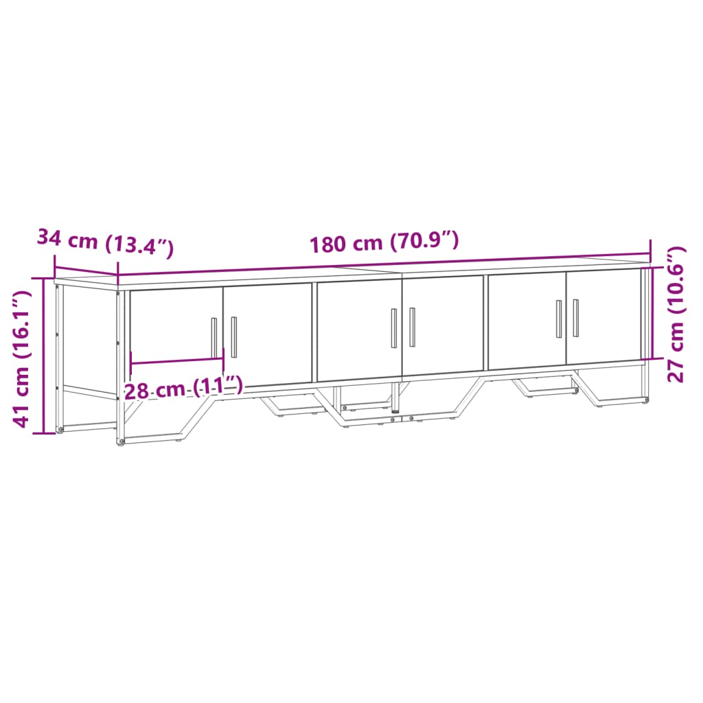 Meuble TV Bas Gris Clair Effet Bois - 180 cm-Mon Meuble TV-Chêne fumé-1-9