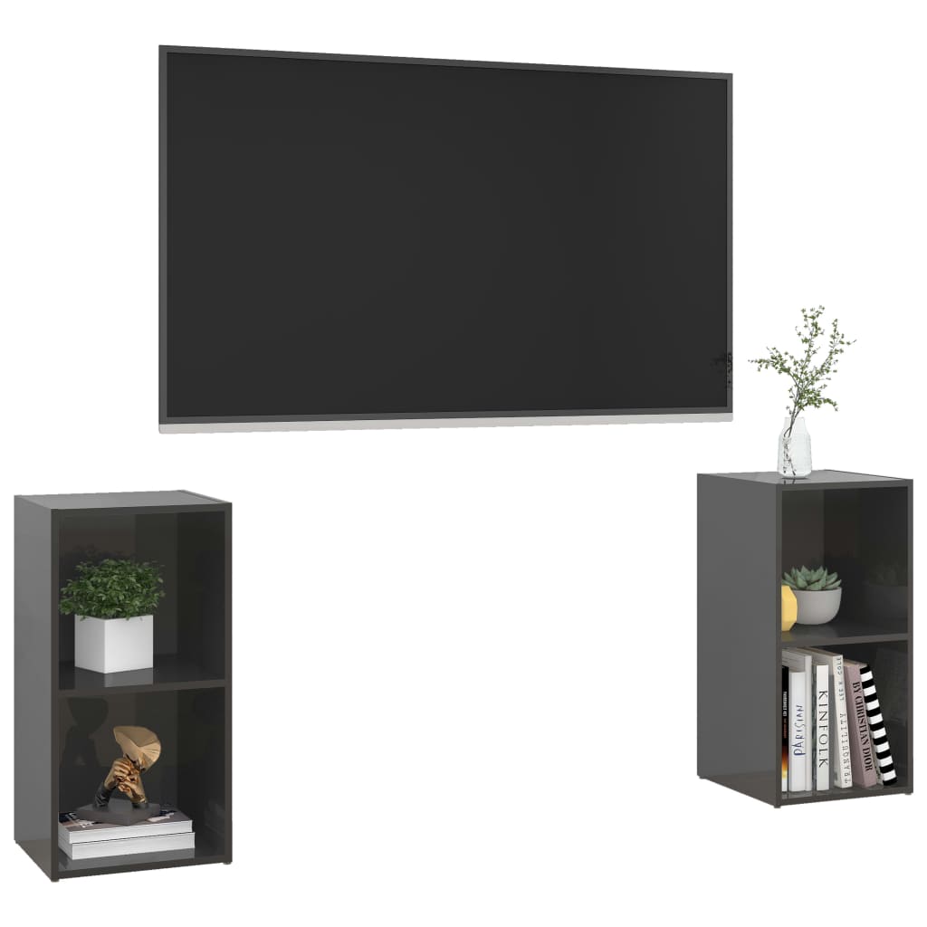 Meuble TV Bas Gris Foncé - 2 Pièces-Mon Meuble TV-3