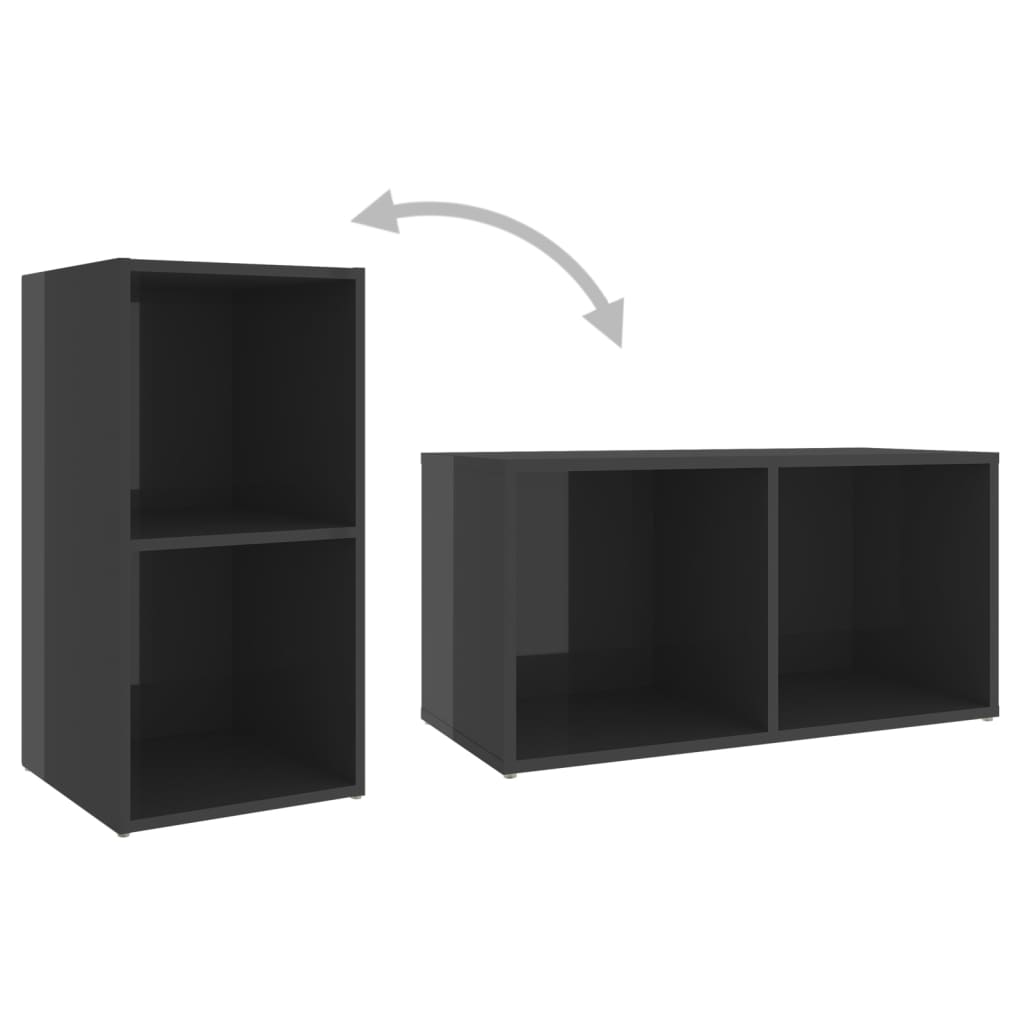 Meuble TV Bas Gris Foncé - 2 Pièces-Mon Meuble TV-8