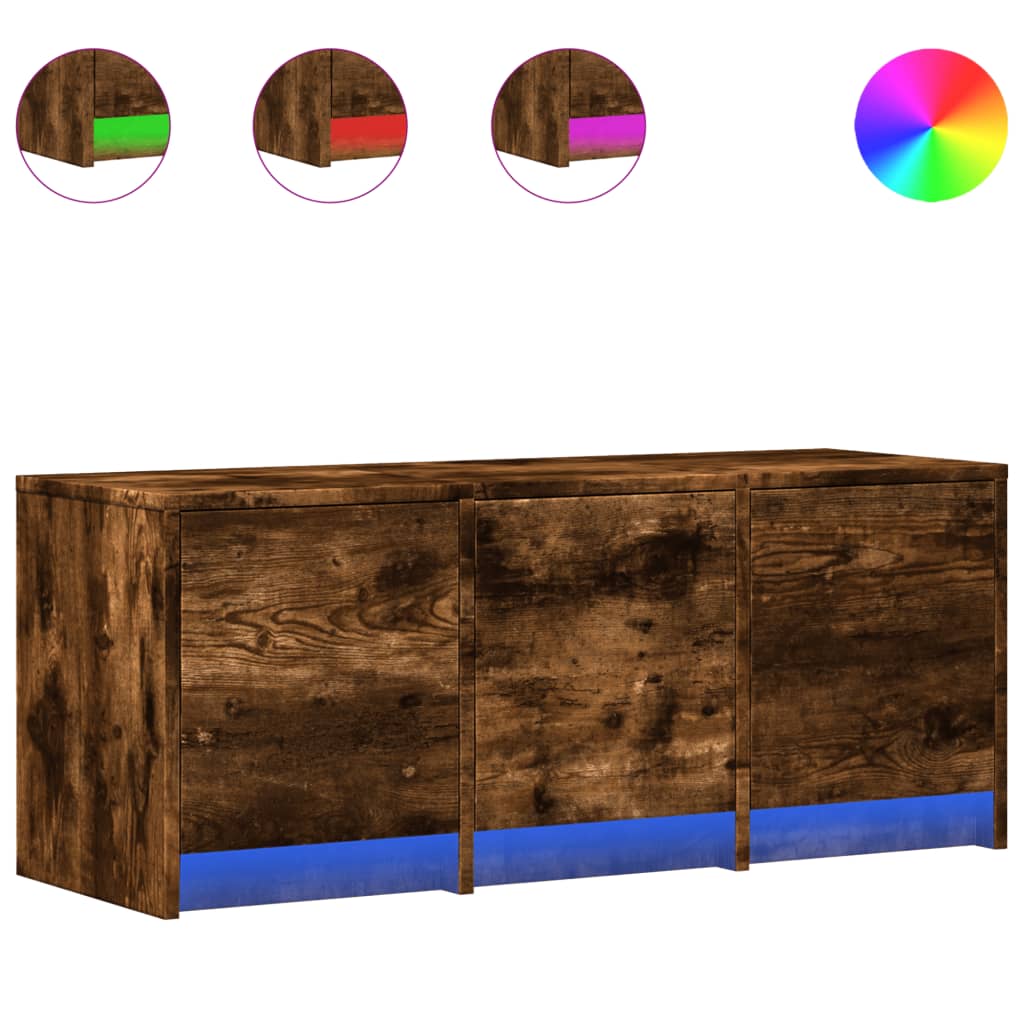 Meuble TV Bas LED Effet Chêne Fumé - 97 cm-Mon Meuble TV-2