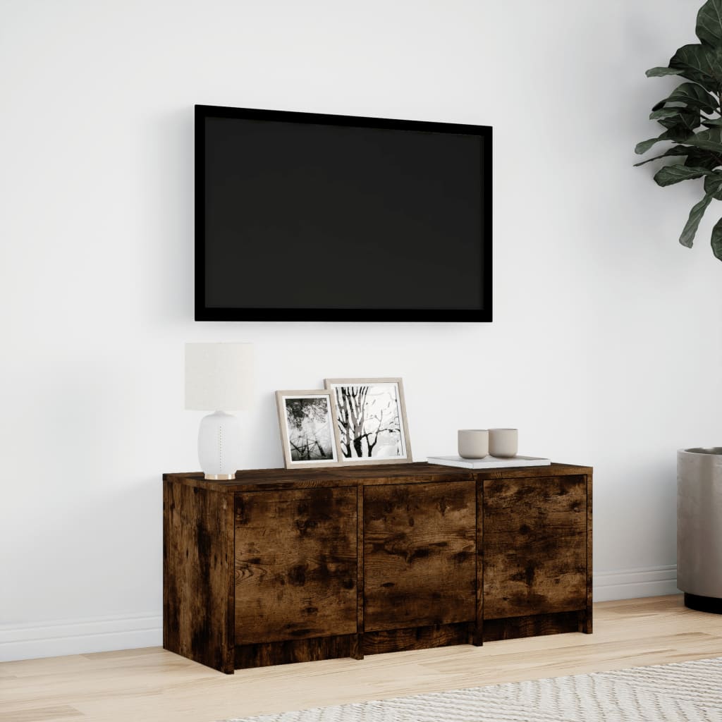 Meuble TV Bas LED Effet Chêne Fumé - 97 cm-Mon Meuble TV-4