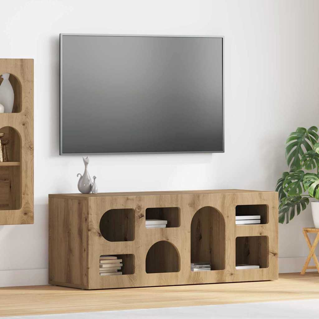 Meuble TV Bas Moderne en Chêne Artisanal - 100 cm-Mon Meuble TV-Chêne artisanal-2