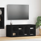 Meuble TV Bas Moderne en Chêne Artisanal - 100 cm-Mon Meuble TV-Noir-13