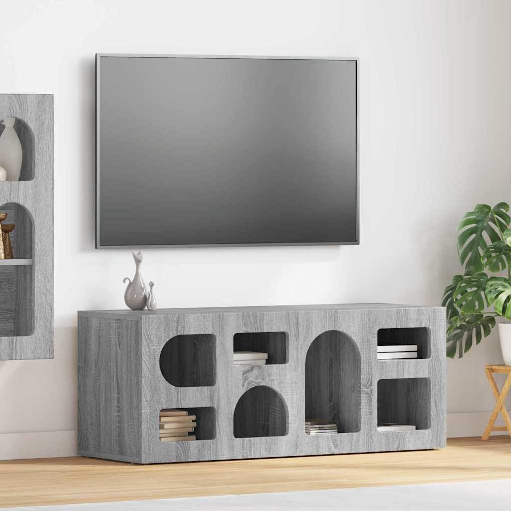 Meuble TV Bas Moderne en Chêne Artisanal - 100 cm-Mon Meuble TV-Sonoma gris-19