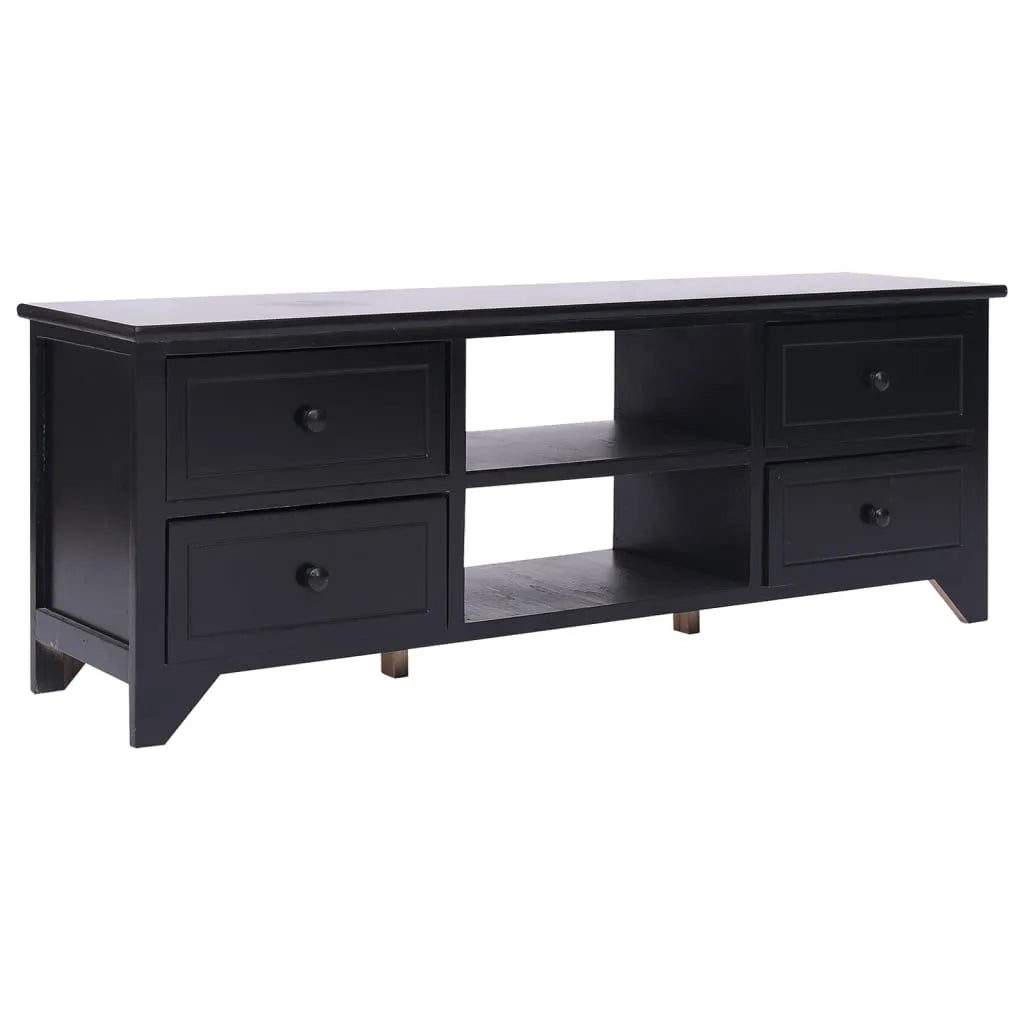 Meuble TV Bas Noir en Paulownia - 108 cm-Mon Meuble TV-Noir-1-1