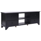 Meuble TV Bas Noir en Paulownia - 108 cm-Mon Meuble TV-Noir-1-1