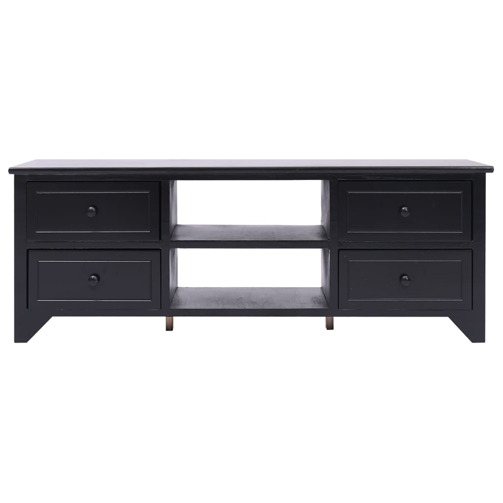 Meuble TV Bas Noir en Paulownia - 108 cm-Mon Meuble TV-Noir-1-2