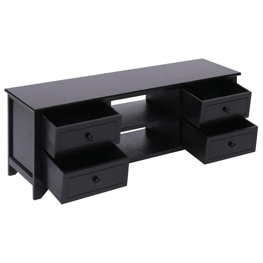 Meuble TV Bas Noir en Paulownia - 108 cm-Mon Meuble TV-Noir-1-4