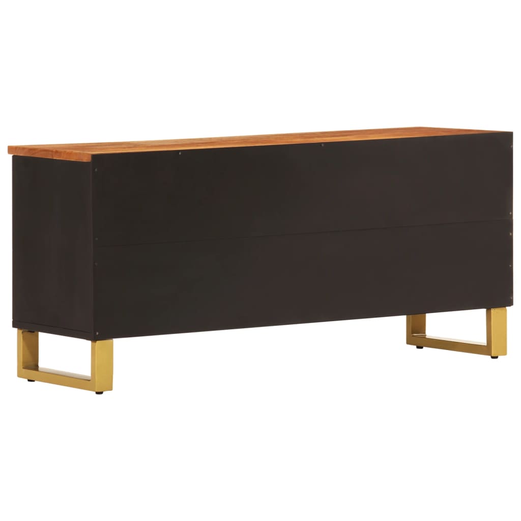 Meuble TV Bas Noir et Bois en Manguier Massif - 100 cm-Mon Meuble TV-6