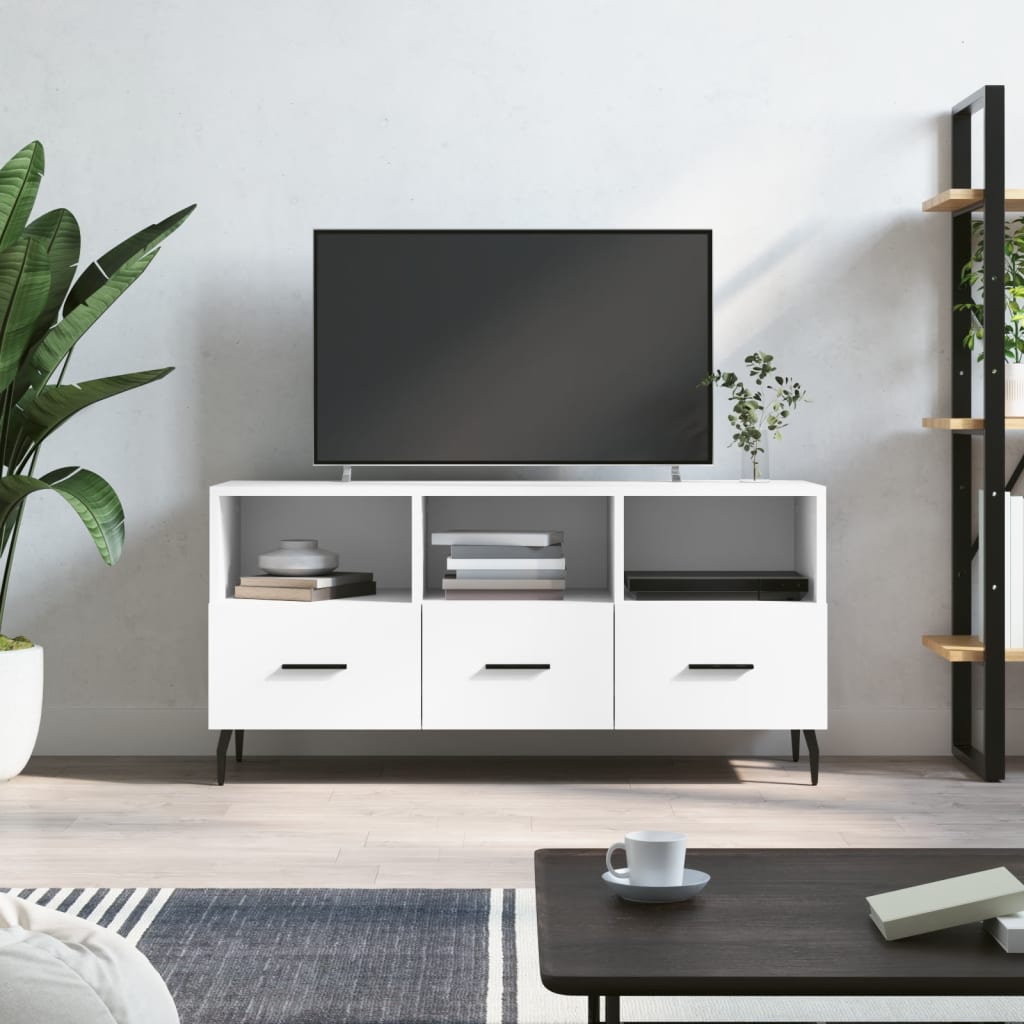 Meuble TV Bas Noir Mat et Métal - 102 cm-Mon Meuble TV-Blanc-1-15