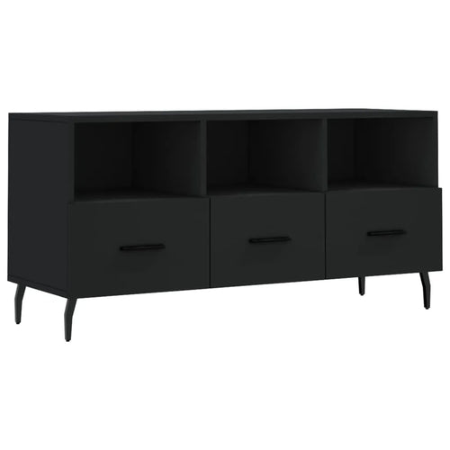 Meuble TV Bas Noir Mat et Métal - 102 cm-Mon Meuble TV-Gris béton-1-2