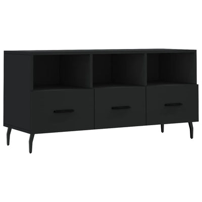 Meuble TV Bas Noir Mat et Métal - 102 cm