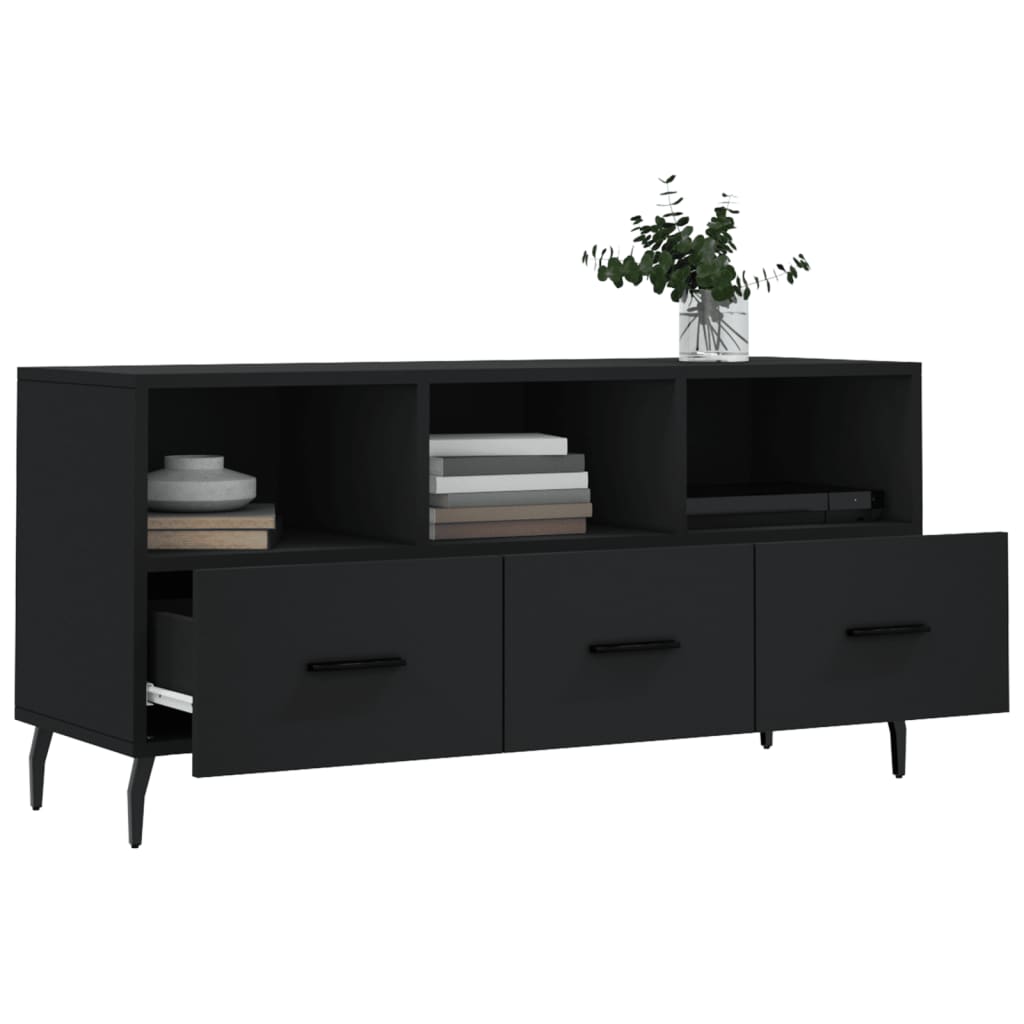 Meuble TV Bas Noir Mat et Métal - 102 cm-Mon Meuble TV-Gris béton-1-4