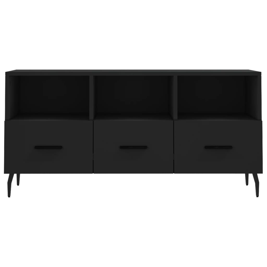 Meuble TV Bas Noir Mat et Métal - 102 cm-Mon Meuble TV-Gris béton-1-5