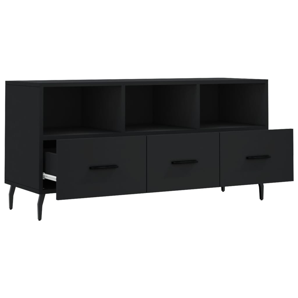 Meuble TV Bas Noir Mat et Métal - 102 cm-Mon Meuble TV-Gris béton-1-6