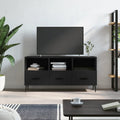 Meuble TV Bas Noir Mat et Métal - 102 cm-Mon Meuble TV-Noir-1-1